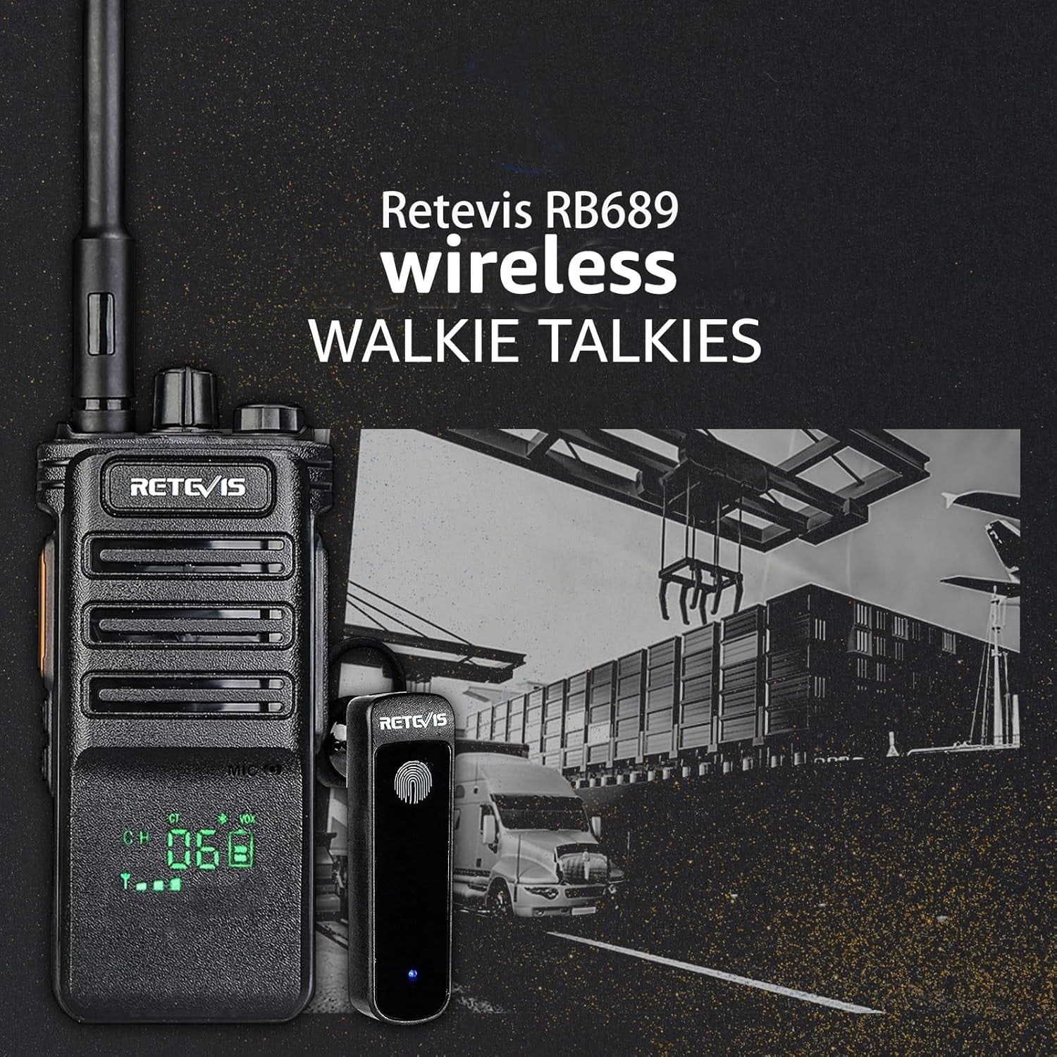 Long Range Walkie Talkies 2 Pack Wireless Headset VOX 2600mAh Radio