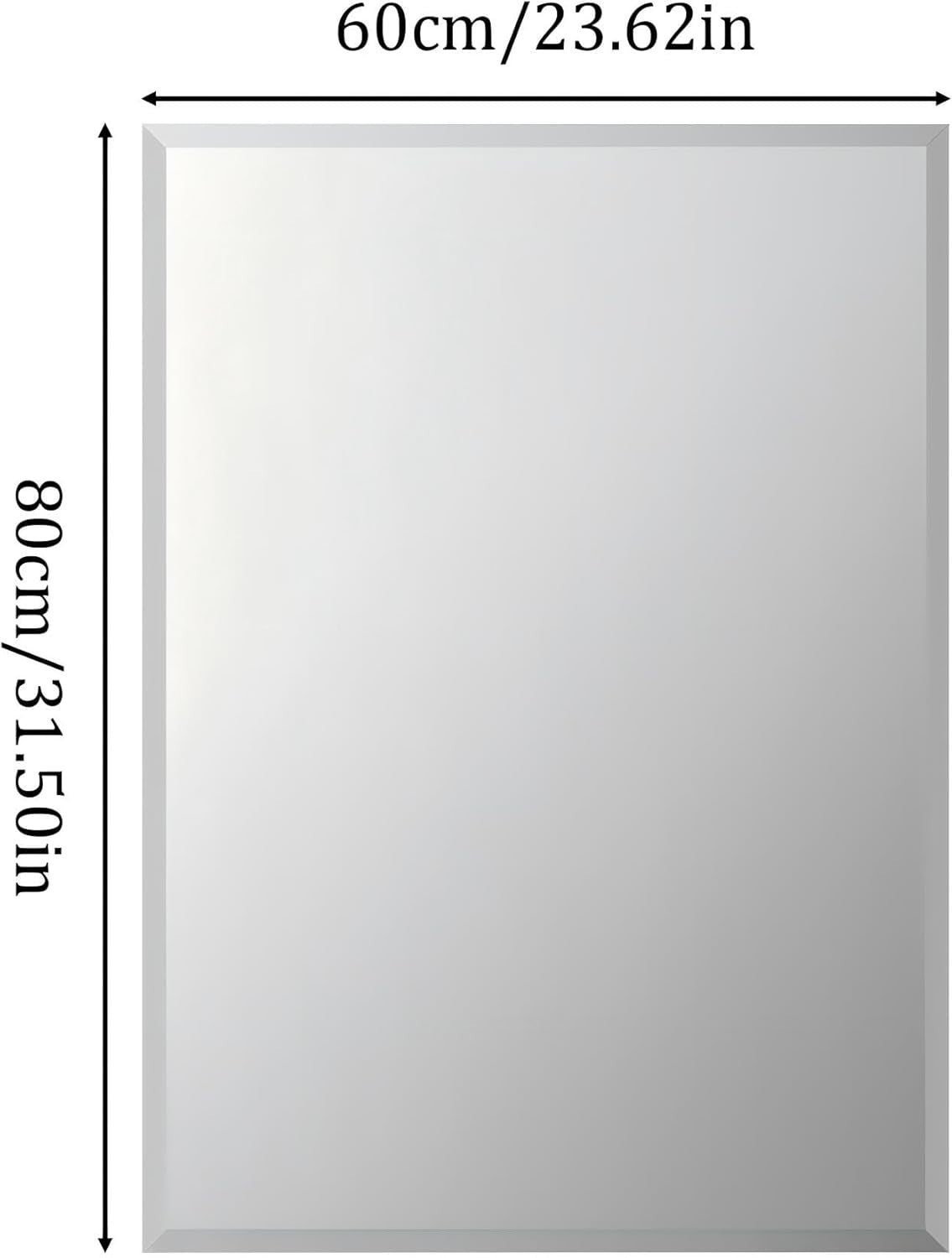 Frameless Rectangular Wall Mirror 80x60cm Beveled Glass Vanity