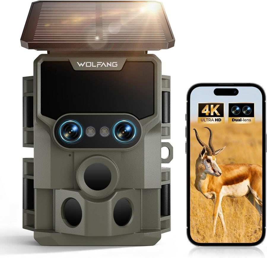4K 64MP Solar Trail Camera WiFi Wildlife Hunting Cam Night Vision IP66