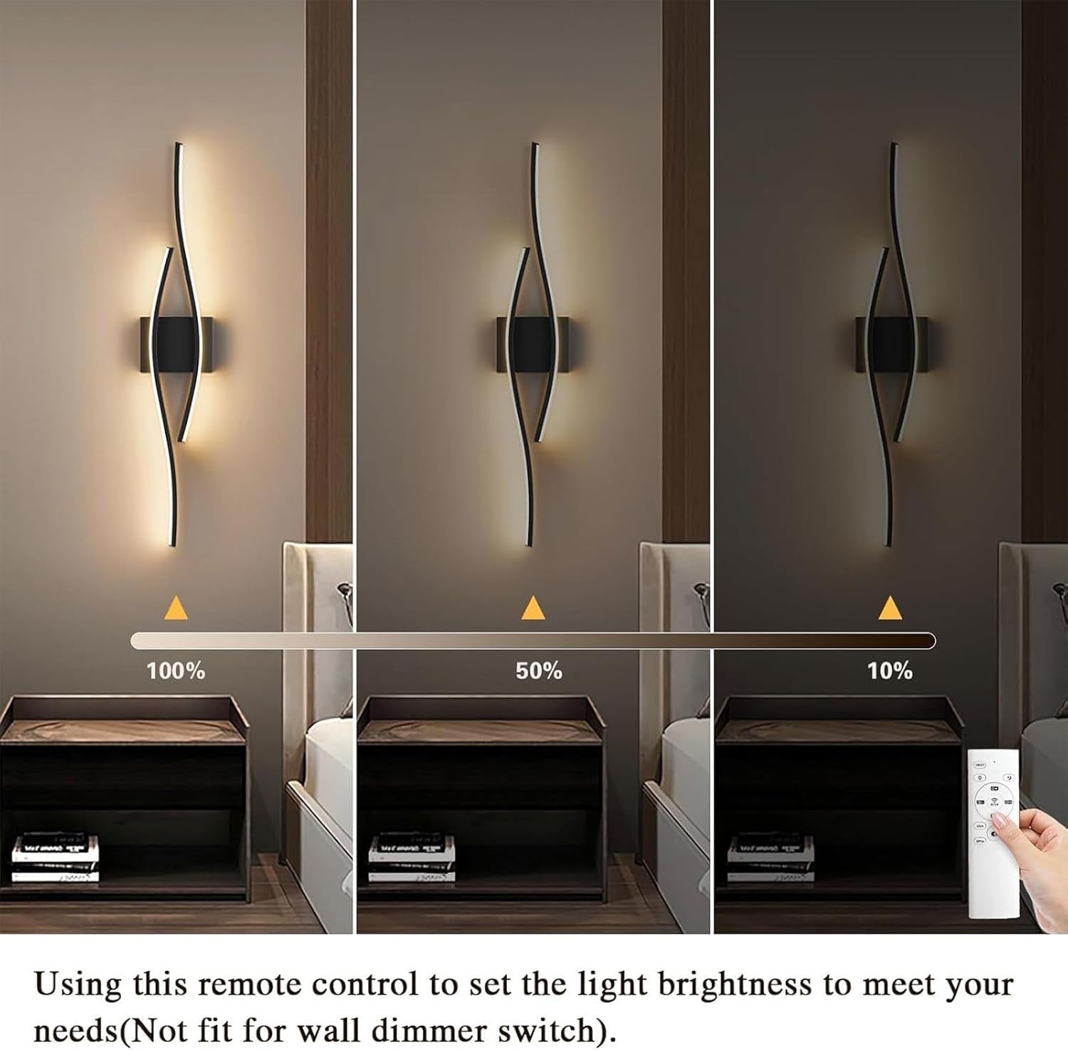 Wireless USB Rechargeable Wall Lights Remote Dimmable Battery Operated Set