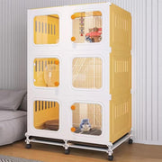 Closed Rabbit Cage Indoor with Wheels Pull Out Tray Clear Panels Large