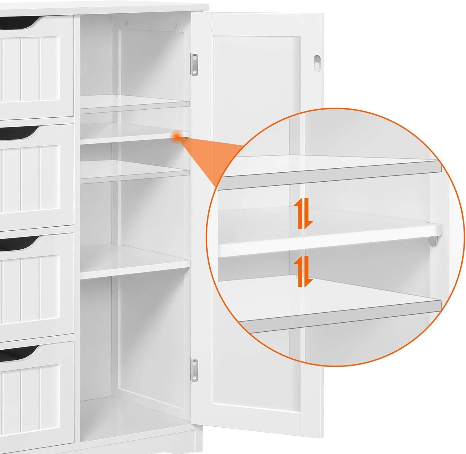 White Wooden Bathroom Cabinet 4 Drawer Storage Cupboard Organizer Unit