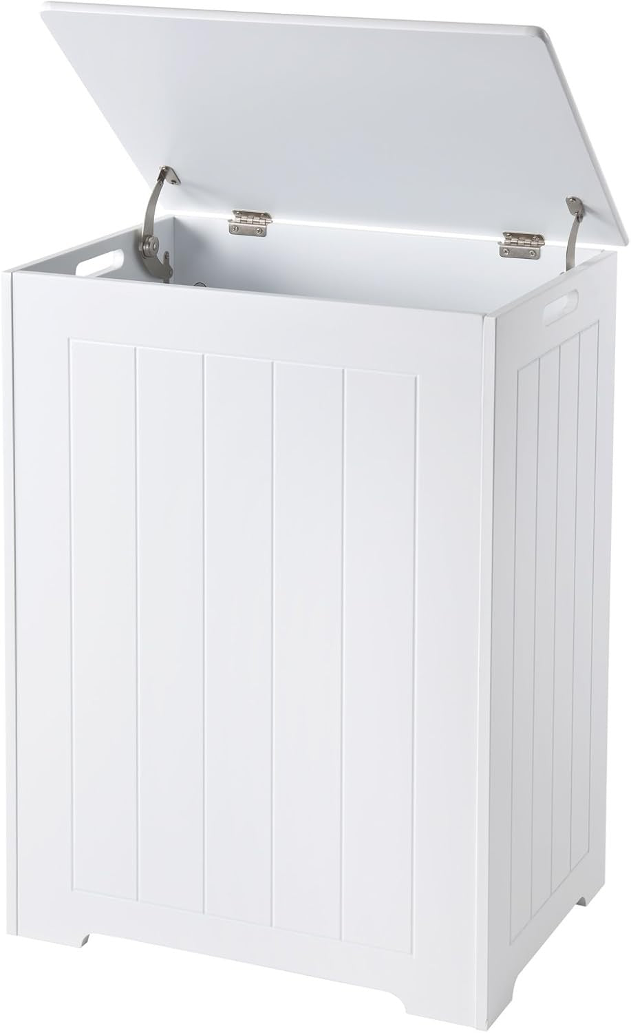 Large White Laundry Bin with Stay-Open Lid – 90L Freestanding Bathroom Hamper