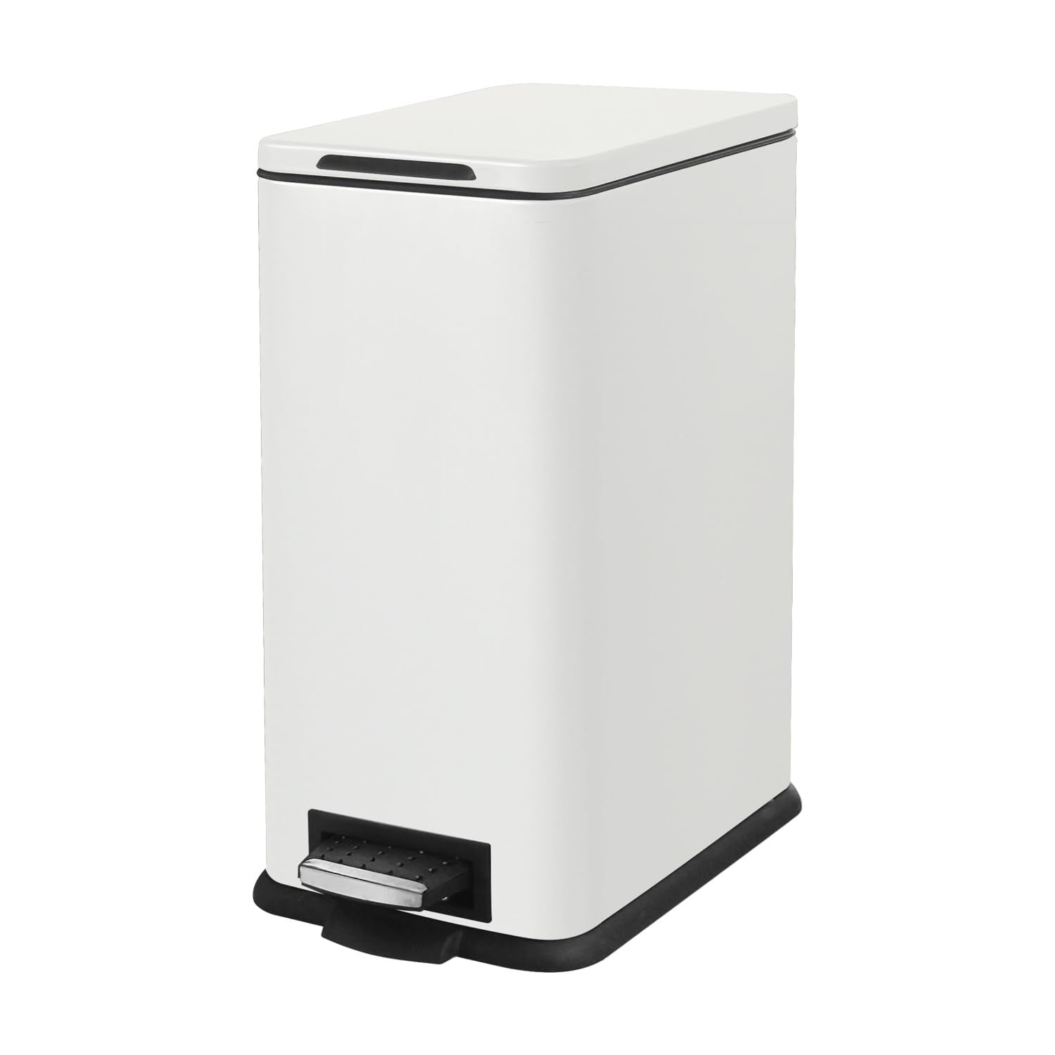 17L Slim White Pedal Bin Soft Close Stainless Steel Kitchen