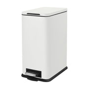 17L Slim White Pedal Bin Soft Close Stainless Steel Kitchen