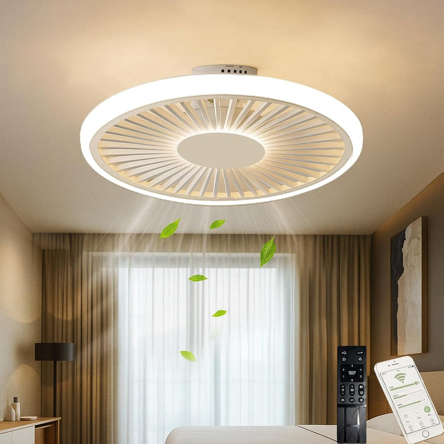20" Ceiling Fan with Light, App & Remote Control, Dimmable, Reversible