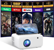 Mini WiFi Bluetooth Projector 1080P Support 13000L Auto Keystone 300"