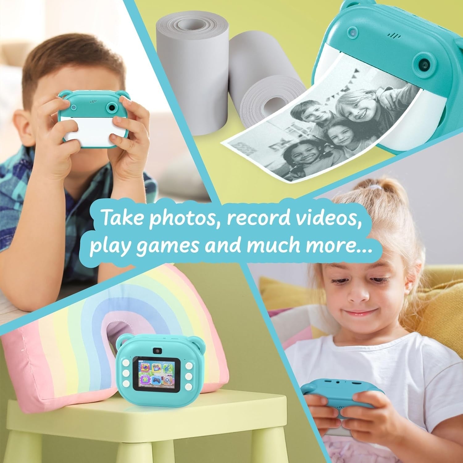 Kids Instant Print Camera Digital Photo Video Camera Toy Gift Ages 4-6+