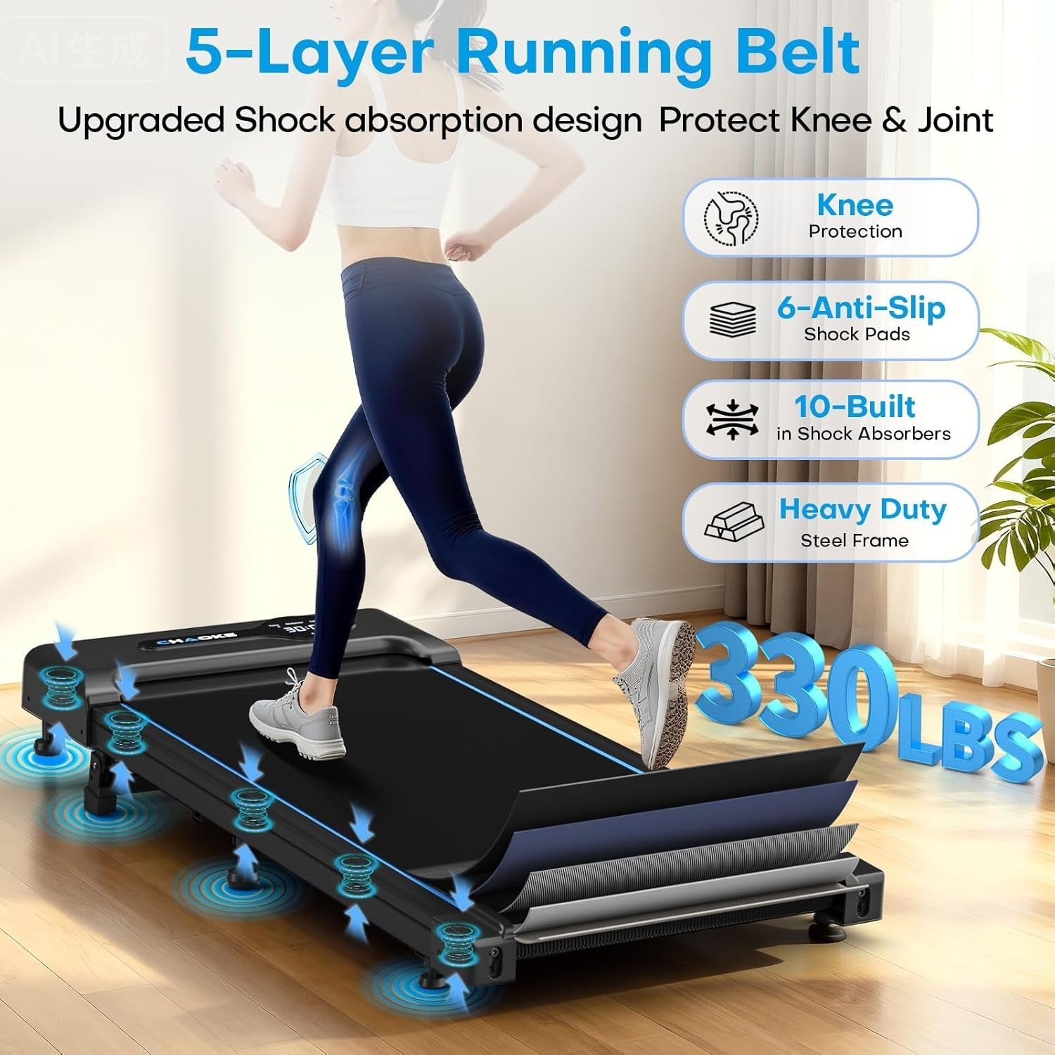 Under Desk Treadmill 10KM/H Incline Walking Pad Home Office Fitness Machine