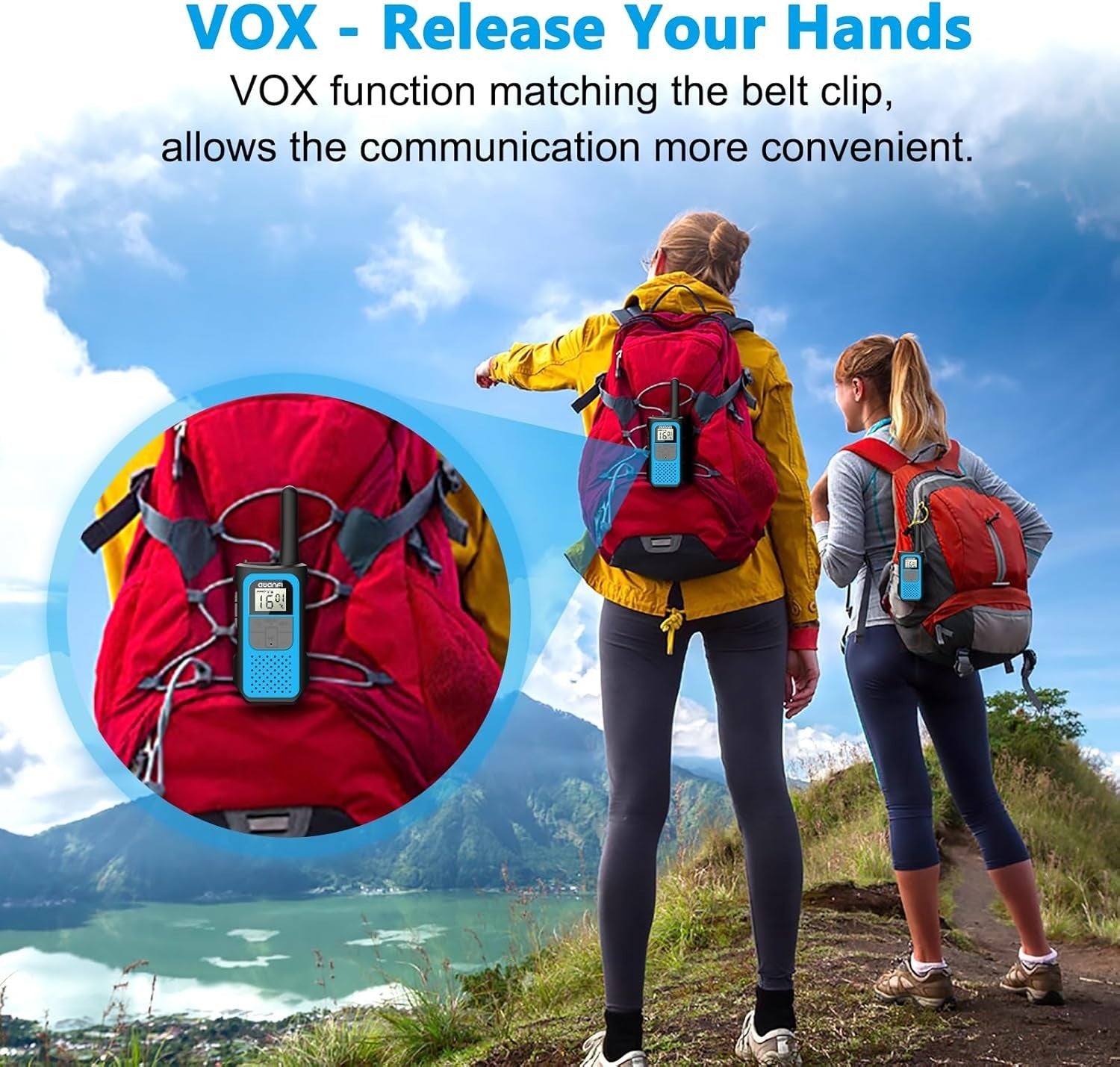 Rechargeable Walkie Talkies 2 Pack Long Range 16CH VOX USB-C Radios