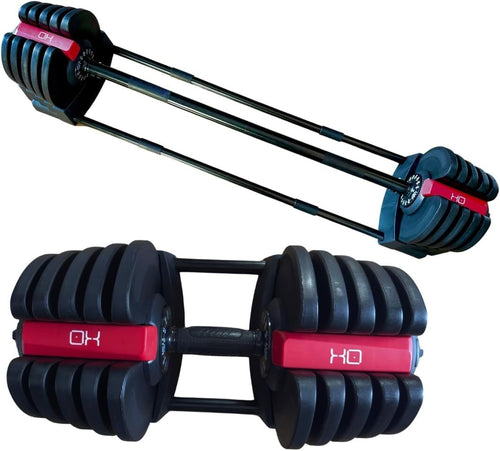 40KG Adjustable Dumbbell & Barbell Set 2-in-1 Home Gym Free Weights