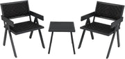 Compact Outdoor Rattan Bistro Set Quick-Dry Chairs Coffee Table Patio