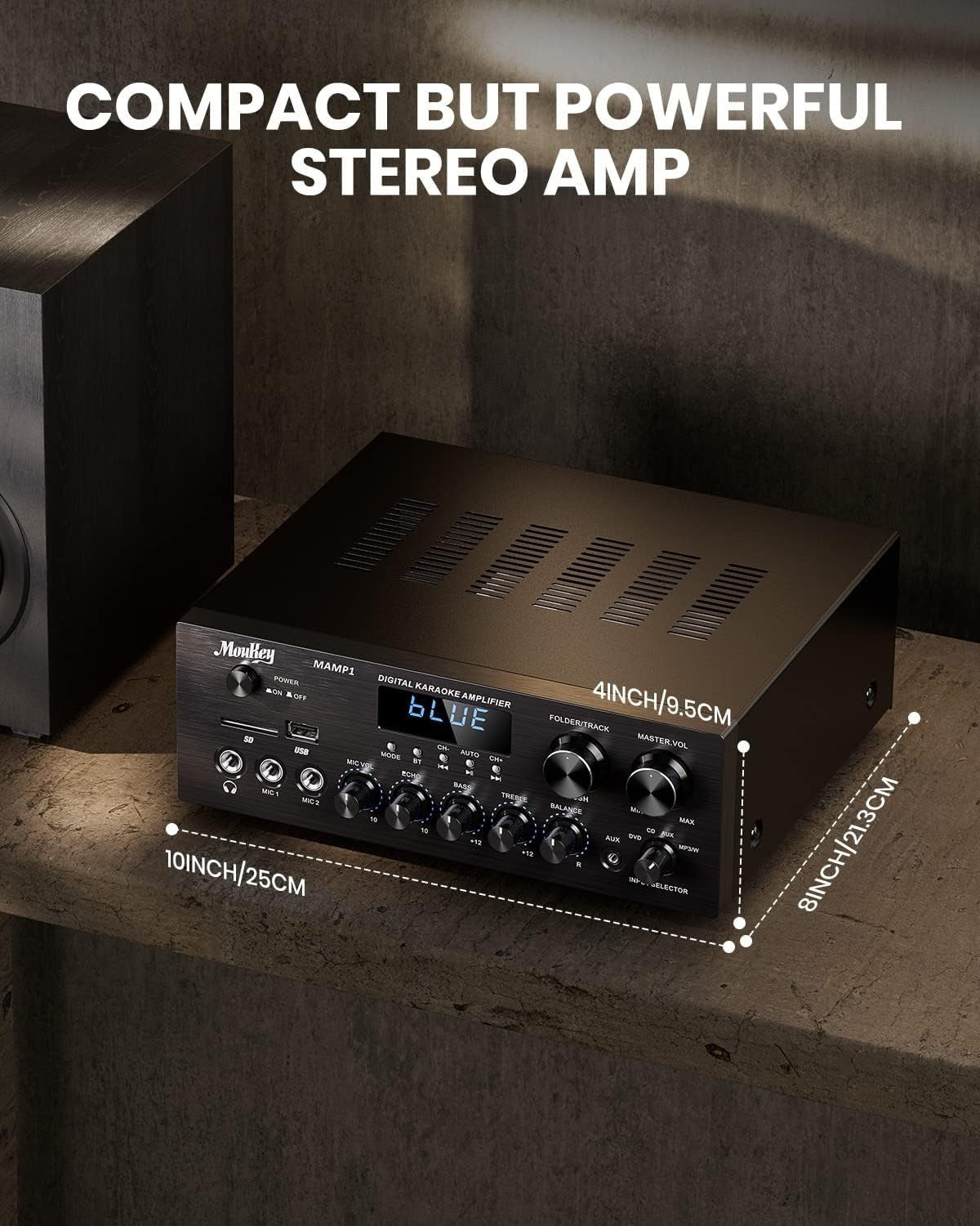 220W Bluetooth Stereo Amplifier 2 Channel Receiver USB AUX FM