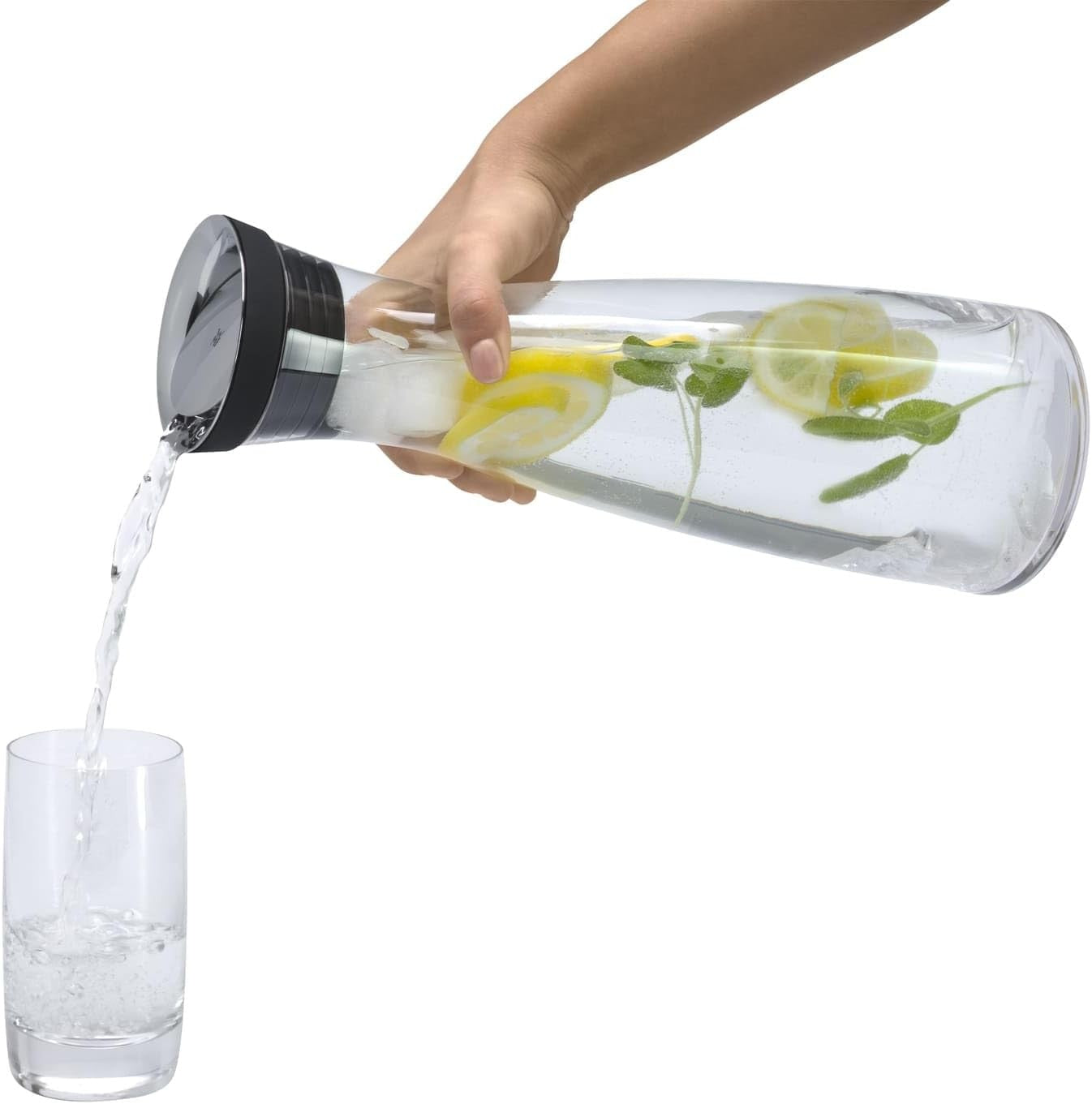 1.5L Glass Water Decanter with Close-Up Stopper | Leakproof Fridge Carafe