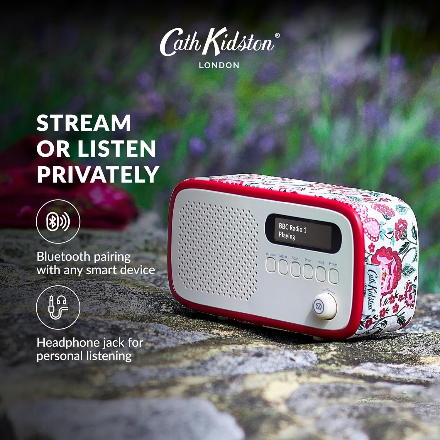 Portable DAB/DAB+ FM Radio Bluetooth Alarm Clock & Rechargeable