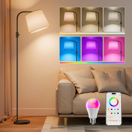 Smart RGB Floor Lamp Alexa App Dimmable Arc Standing Mood Light
