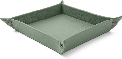 Leather Valet Tray Sage Green – Desk Organiser for Keys, Coins & Jewellery