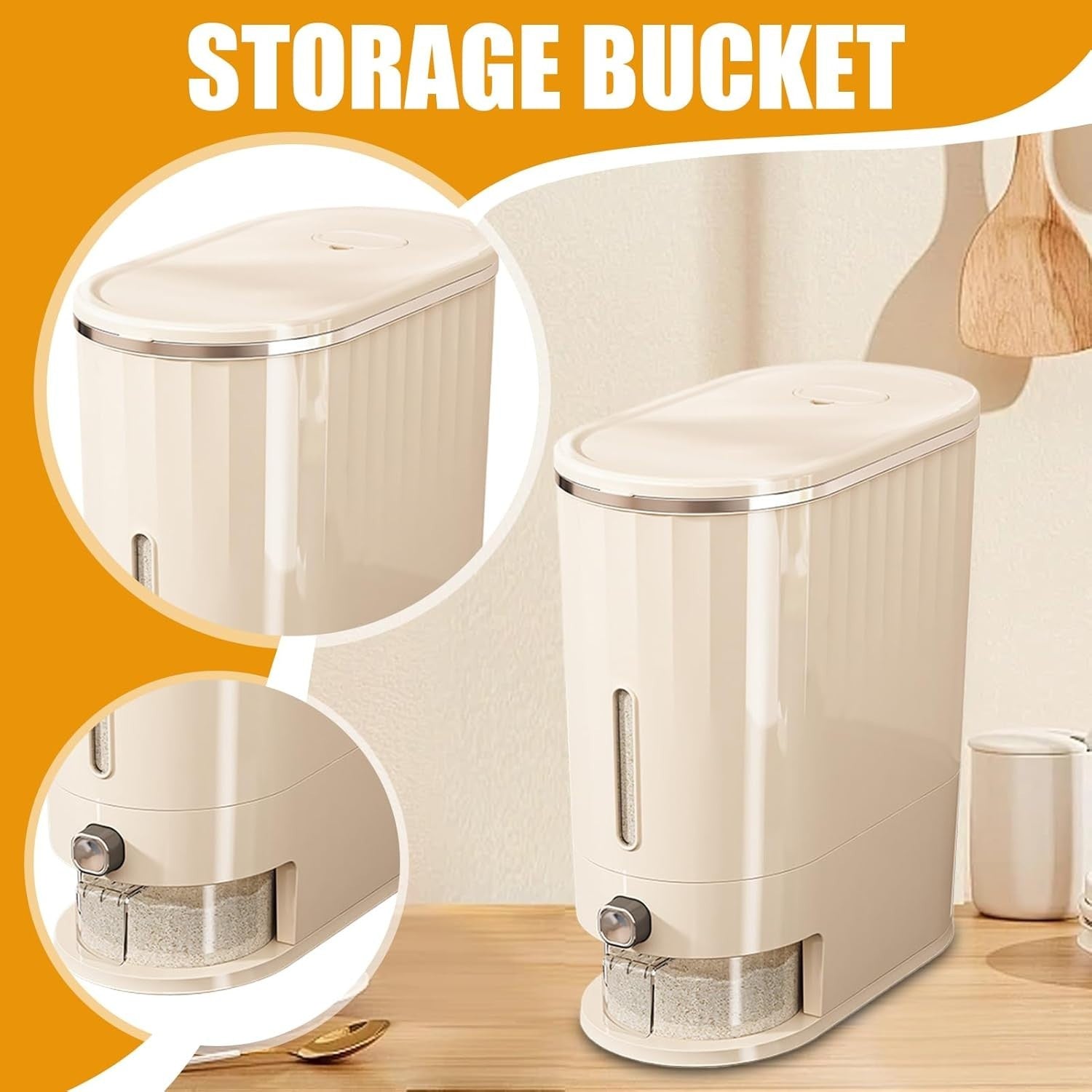 20 Catties Rice Dispenser Airtight ABS Grain Bin