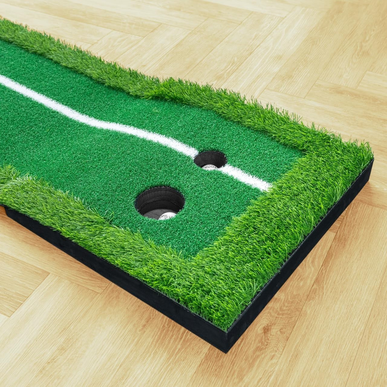 10ft Golf Putting Mat Indoor Training Aid Alignment Lines Dual Holes