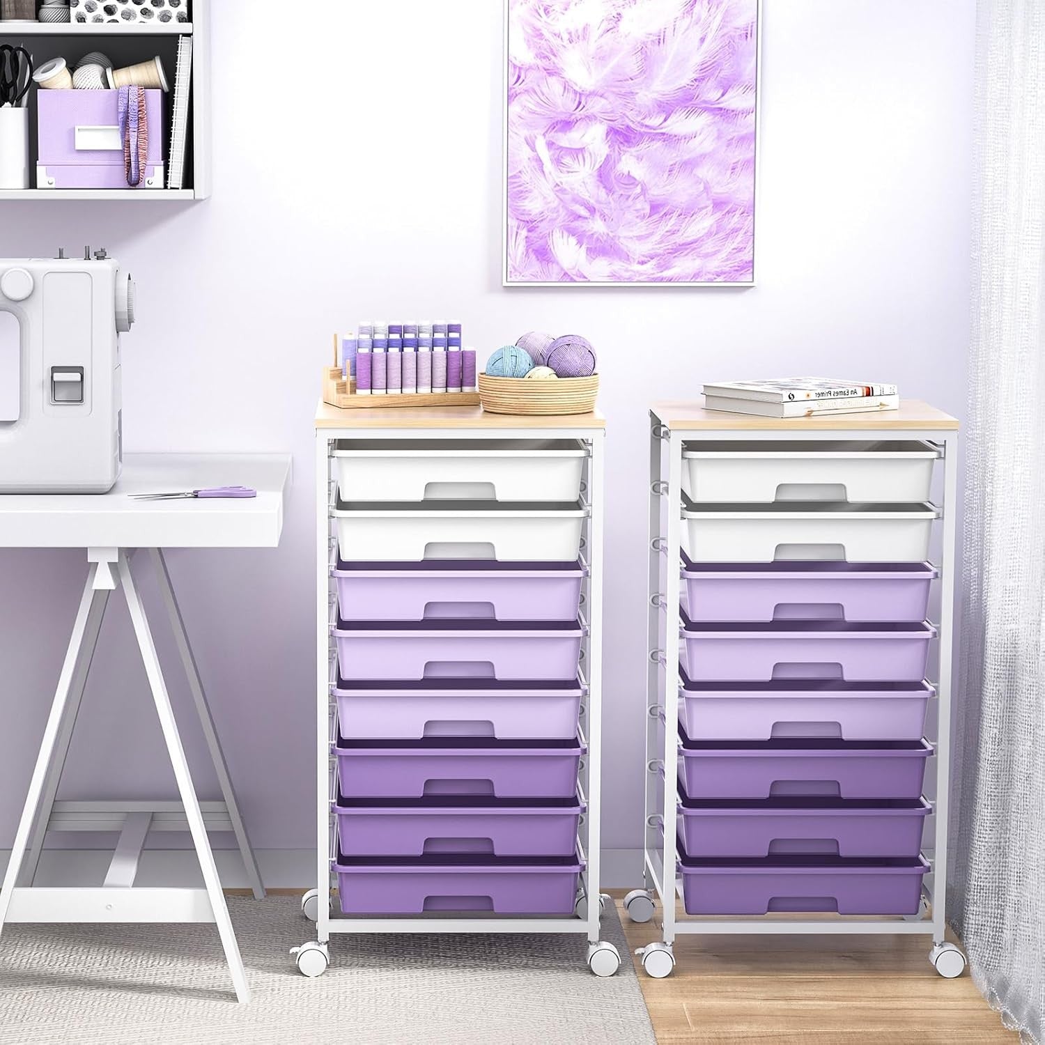 8 Drawer Rolling Storage Trolley Mobile Organizer Cart with Lockable Wheels