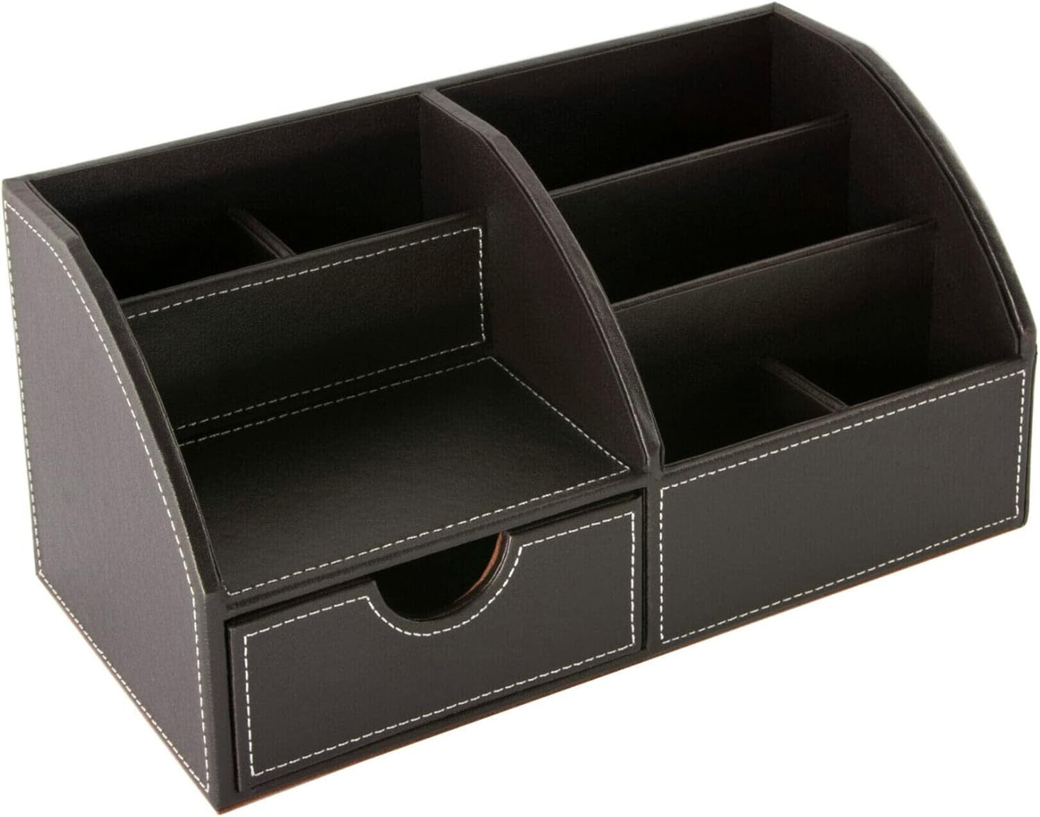 Faux Leather Desk Organiser 8-Compartment Drawer Pen and Stationery Caddy