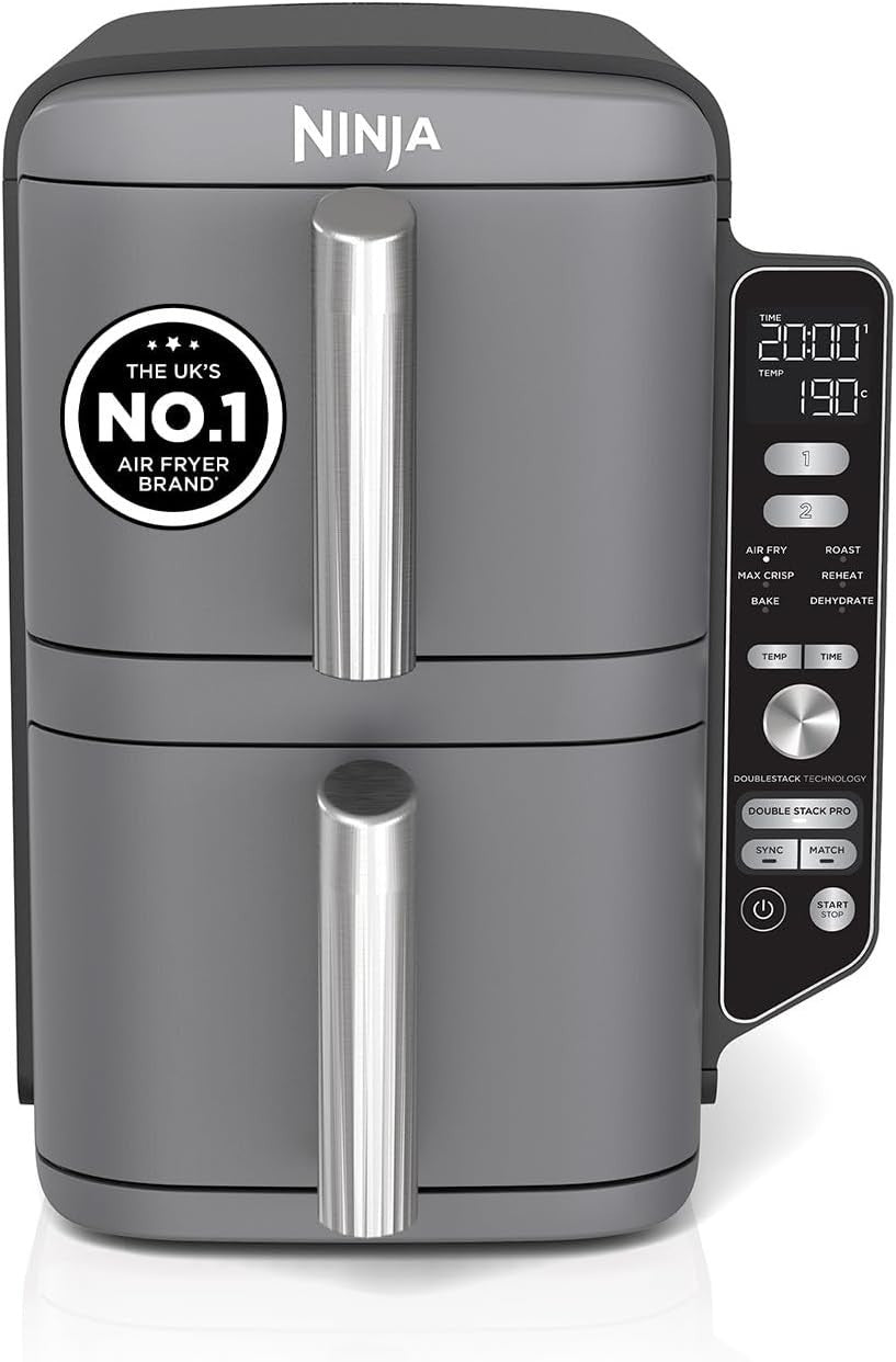 Double Stack XL Air Fryer 9.5L Vertical Dual Drawer 4 Level Space Saving