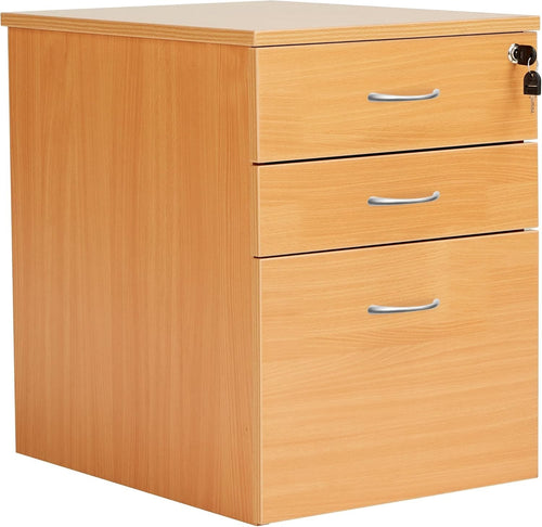 Beech Mobile Filing Cabinet 3 Drawer Lockable Under Desk A4