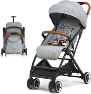 Grey Lightweight Baby Stroller One Hand Fold Travel Buggy 5 Point