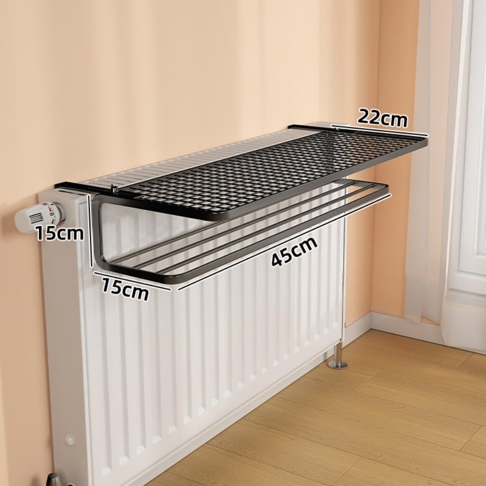 Adjustable Dual Layer Radiator Clothes & Shoe Drying Rack 35cm Black