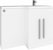 1100mm L Shape Right Hand Vanity Unit with Basin Sink & BTW Toilet Gloss White