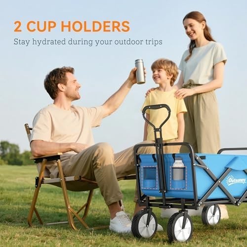 Portable Folding Camping Trolley 90L Garden Festival Cart on Wheels
