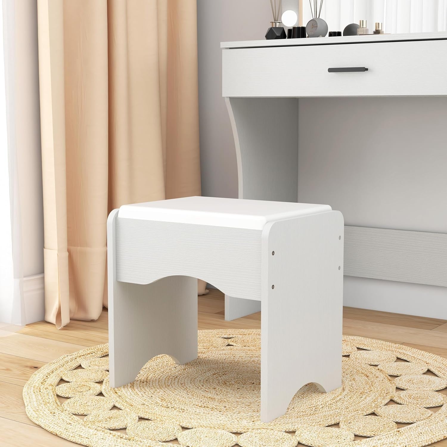 Vanity Table Set Hollywood Mirror Lights Stool Drawer Makeup Desk (77 characters