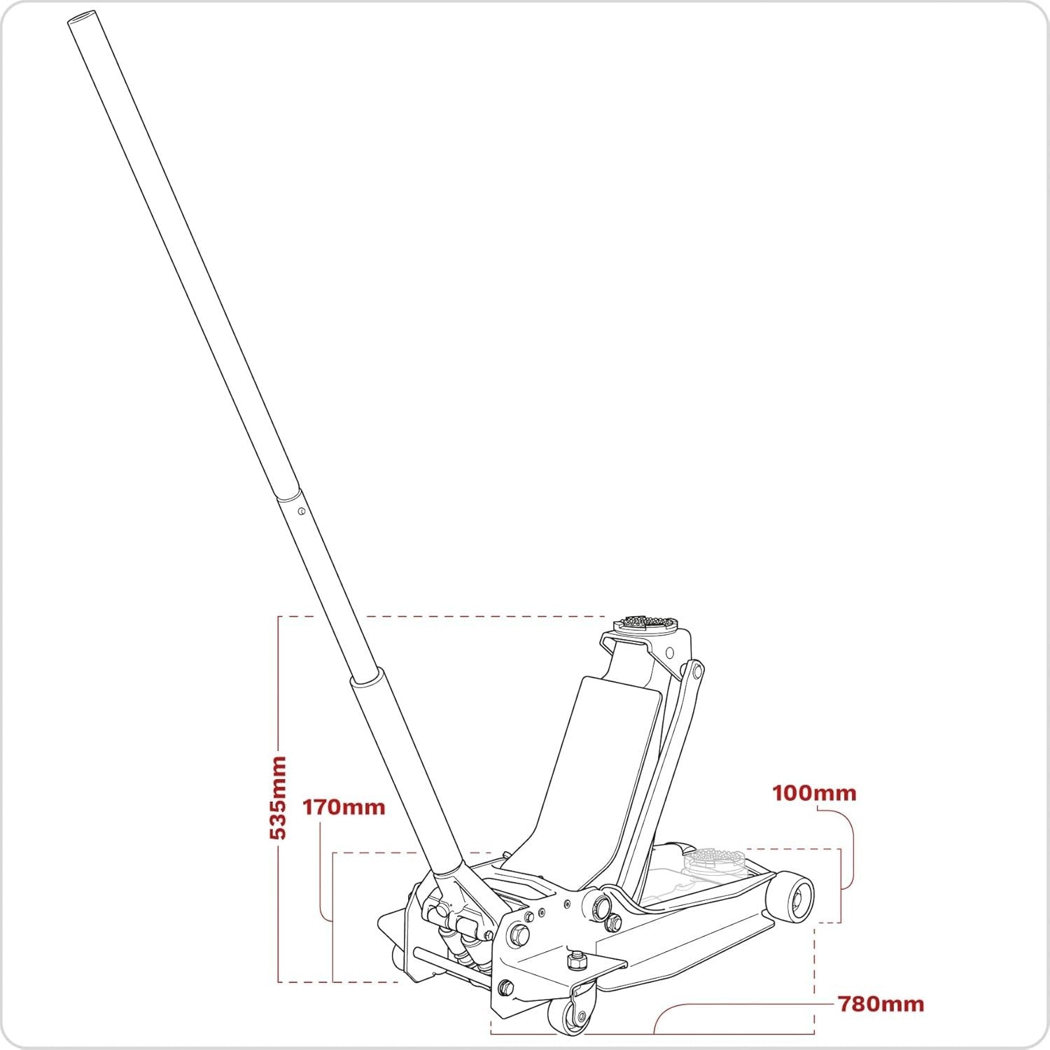 3 Ton Low Profile Long Reach Trolley Jack Twin Piston Rocket Lift 100–535mm