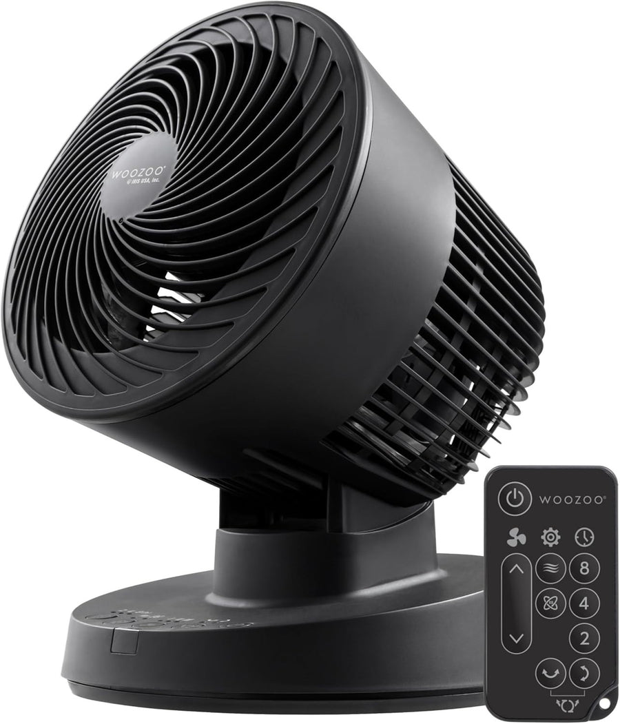 6-Inch Oscillating Desk Fan Black – Quiet Turbo Air Circulator w/ Remote & Tilt