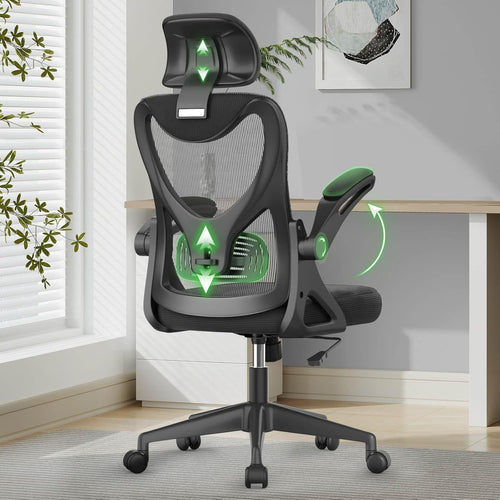 Ergonomic High Back Office Chair Mesh Swivel Adjustable Lumbar Headrest Black