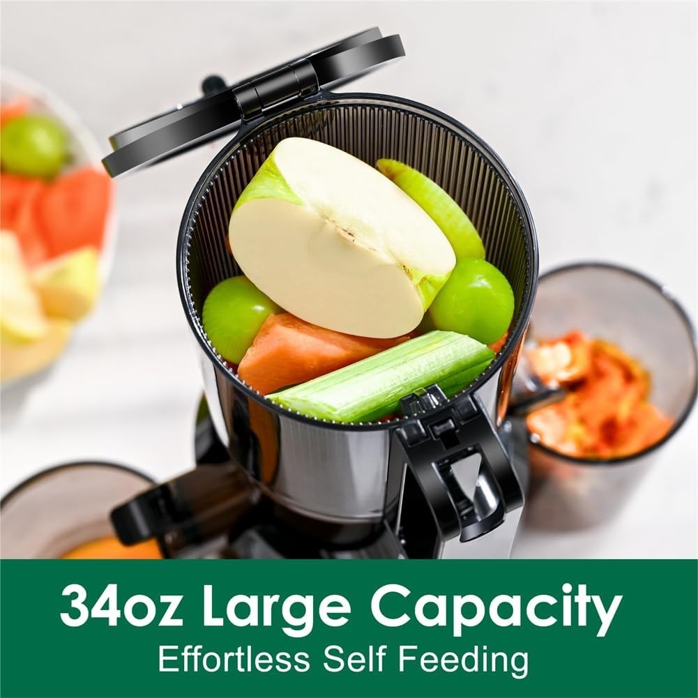 Cold Press Juicer 108mm Wide Feed Opening 200W Slow Masticating BPA Free