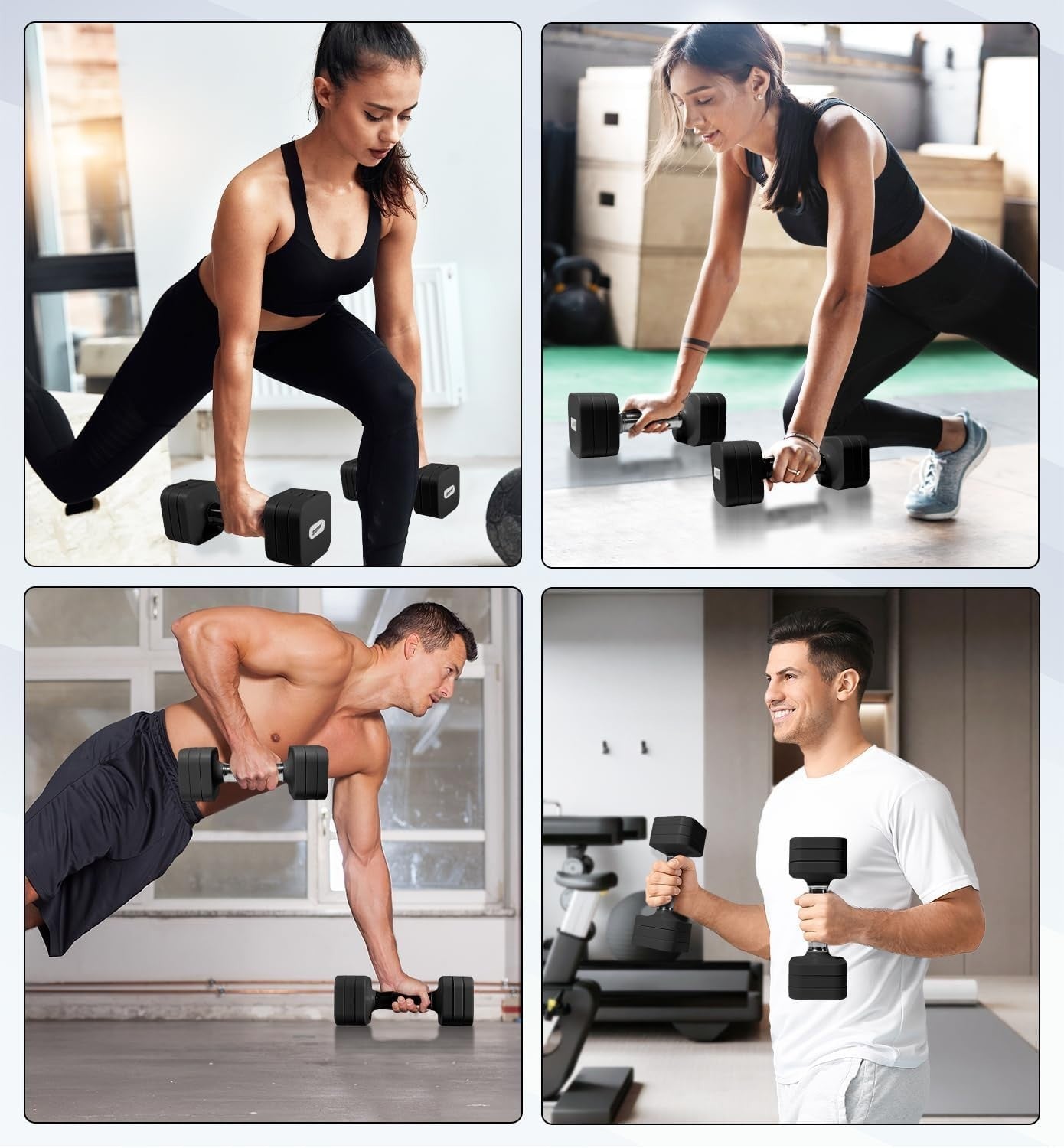 Adjustable Dumbbells Pair 15–50LB Anti-Roll Hand Weights Home Gym Set