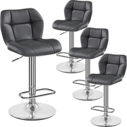 Adjustable PU Leather Bar Stools Set of 4 – Swivel Counter Chairs