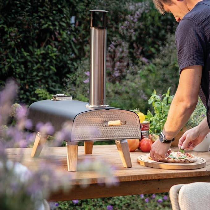 Portable Wood Pellet Pizza Oven 13” Outdoor Stone Grill 400°C Fast Baking