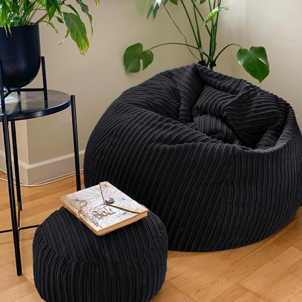 Corduroy Bean Bag Chair for Adults - Large, Cozy, Durable & Washable