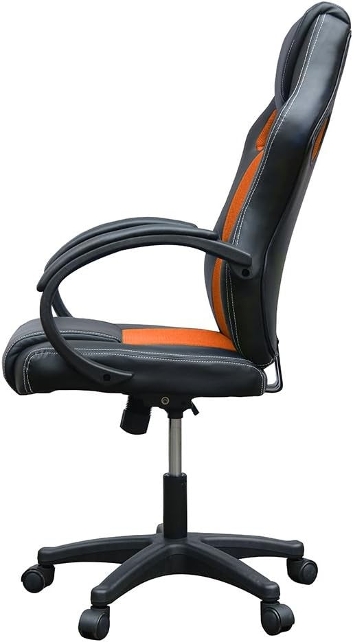 Racing Style Gaming Chair Orange PU Leather Ergonomic Swivel Desk