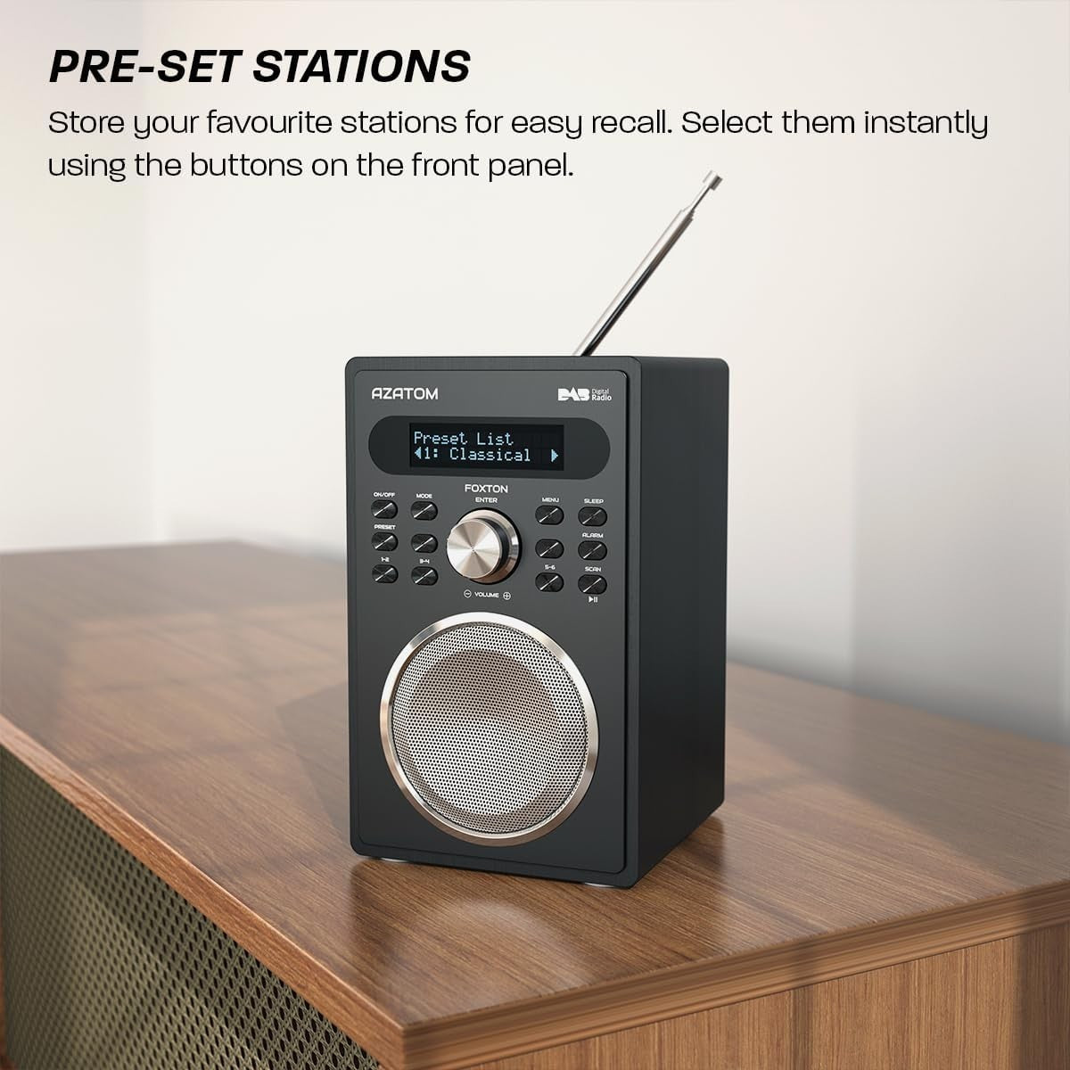 DAB+ FM Digital Radio Bluetooth Dual Alarm USB Charging Black