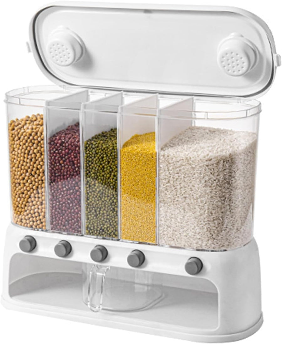 Wall Mounted 20KG Rice Dispenser 5 Grid Airtight