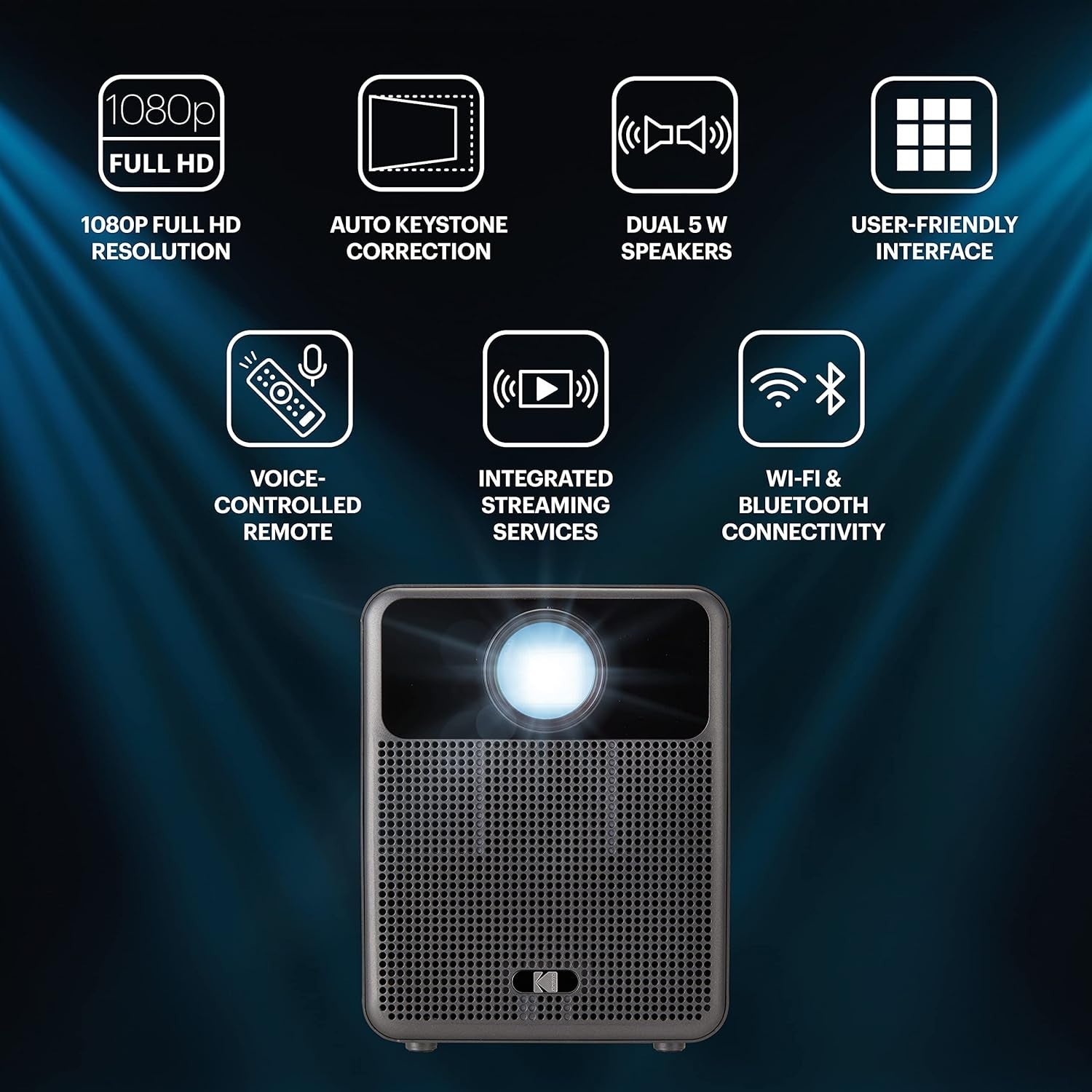 1080P Smart Projector Android TV WiFi Bluetooth 150" Home Theater