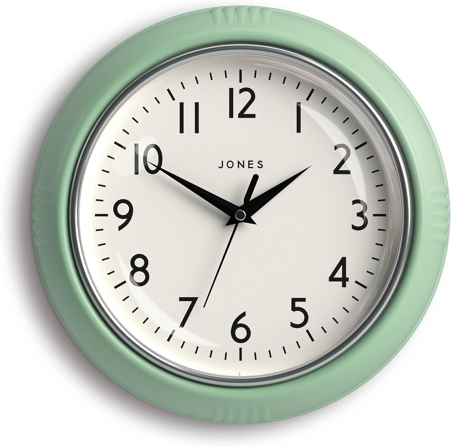 25cm Mint Green Retro Wall Clock Silent Quartz | Easy Read Kitchen Home Decor