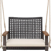 Outdoor Rattan Hanging Swing Chair with Armrests Heavy Duty Patio Seat