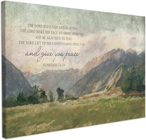 Christian Bible Verse Wall Art Canvas Framed Mountain Landscape Decor 59x39cm