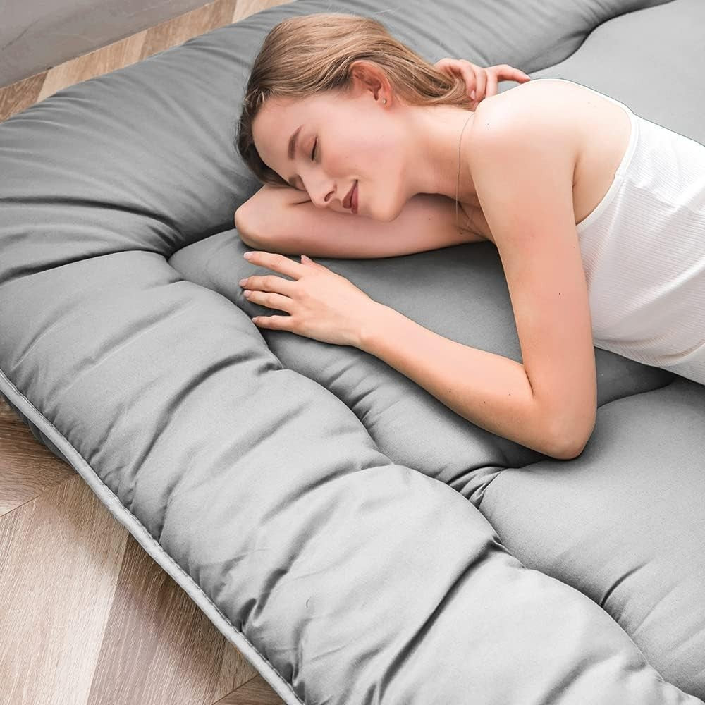 Premium Japanese Floor Futon Mattress - Thick Tatami Sleep Pad, Foldable Bed