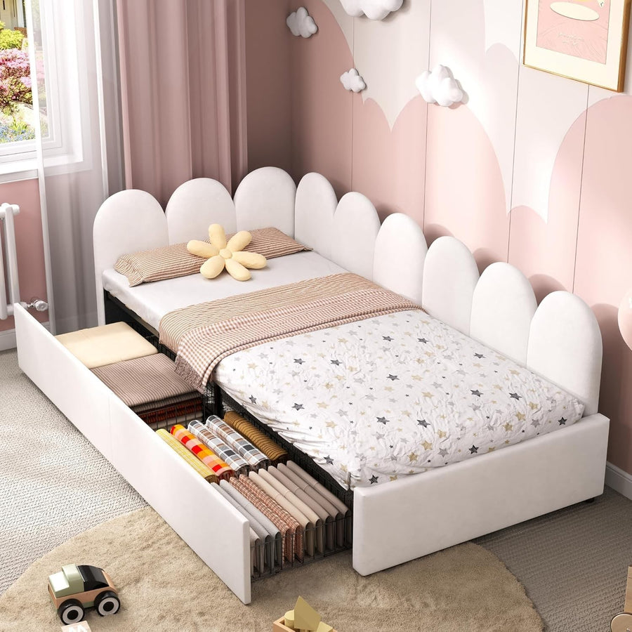 3FT Velvet Daybed w/ Storage Drawers Single Sofa Bed Kids Guest Room