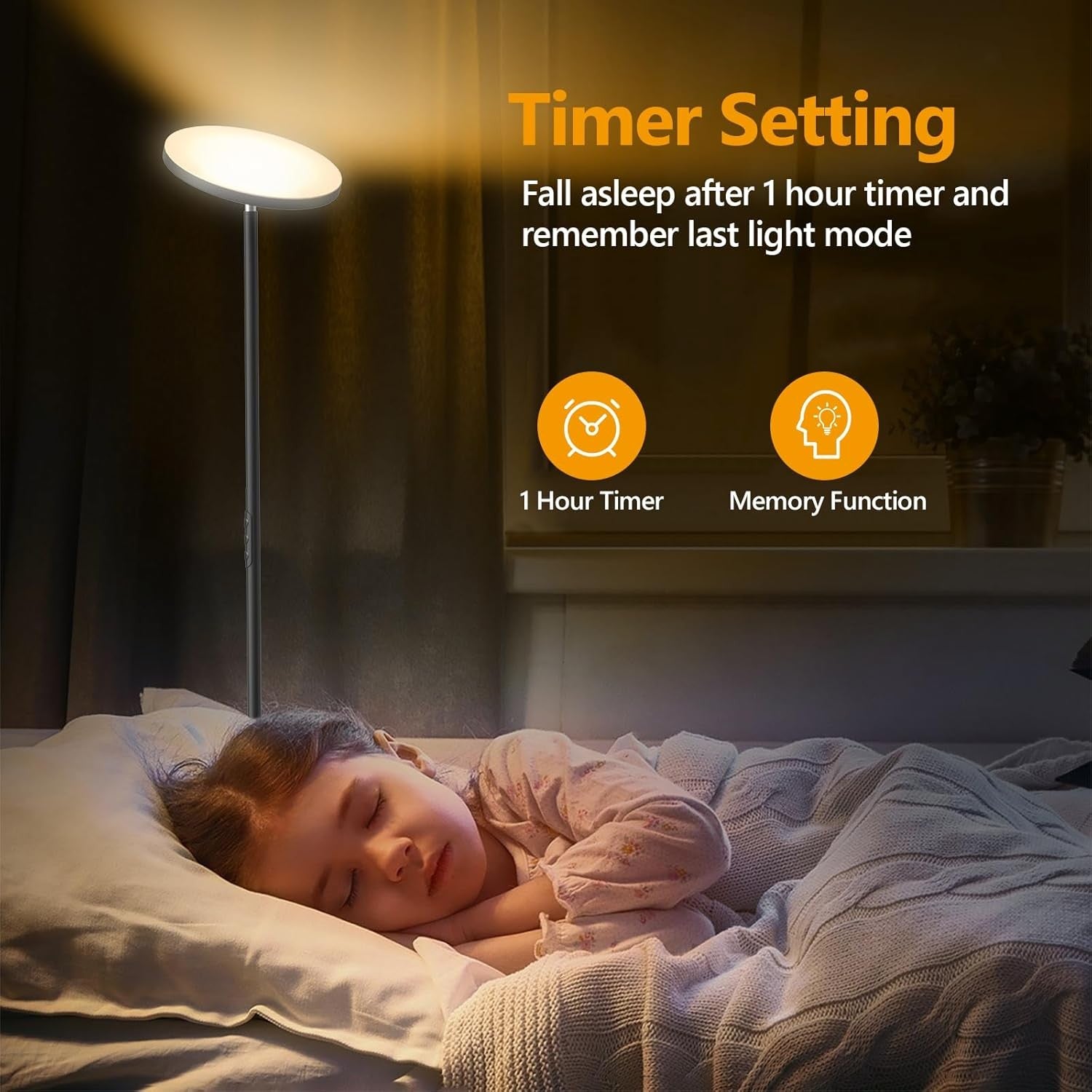 LED Uplighter Floor Lamp Dimmable 2700K-6500K Remote Touch Reading Light